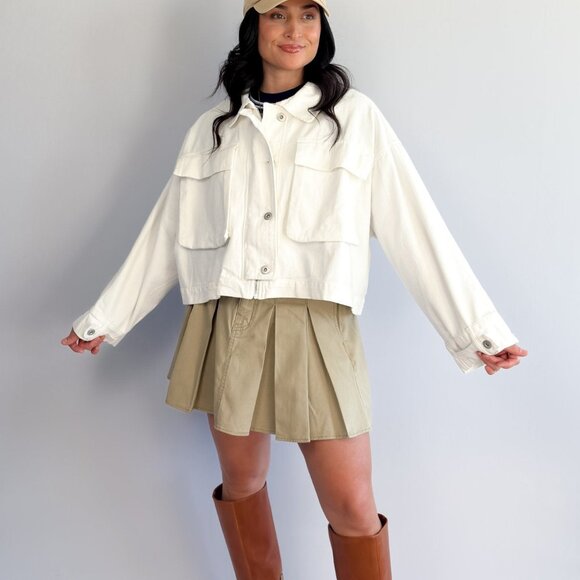 Women’s Cropped Utility Jacket – Ivory Twill - Picture 8 of 9